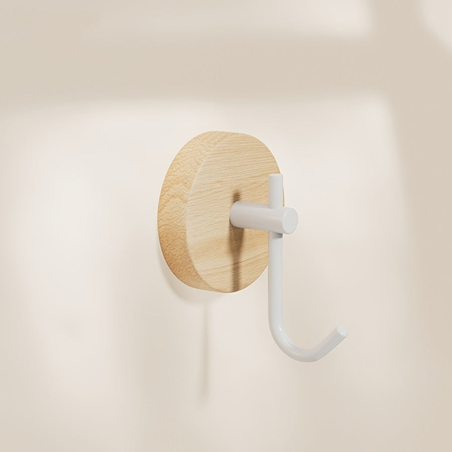 Gancho de Madera Maciza de Fácil Instalación para Puerta - Sin Taladro, Adhesivo Fuerte para Colgar Ropa y Toallas