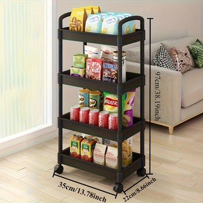 Carro de almacenamiento de PVC duradero con ruedas fáciles de mover - Organizador de cocina de varios niveles moderno, diseño seguro para gatos, ideal para dormitorio, cocina, baño - Blanco y negro, uso familiar de 40 personas, solución de almacenamiento