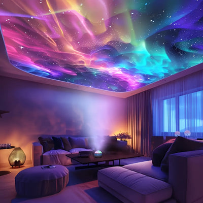 1pc Lámpara Proyector de Luces del Norte con Control Remoto - Aurora Boreal, Luz LED USB con 7 Modos para Dormitorio, Sala o Camping - Regalo Perfecto de San Valentín para Parejas (Efecto Auroras Boreales), Iluminación Ambiental, Diseño Elegante, Alta Ca