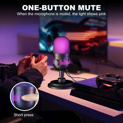 Nueva micrófono profesional USB con iluminación RGB, reducción de ruido - Ideal para transmisiones en vivo, juegos, podcasts y conferencias de video - Incluye soporte