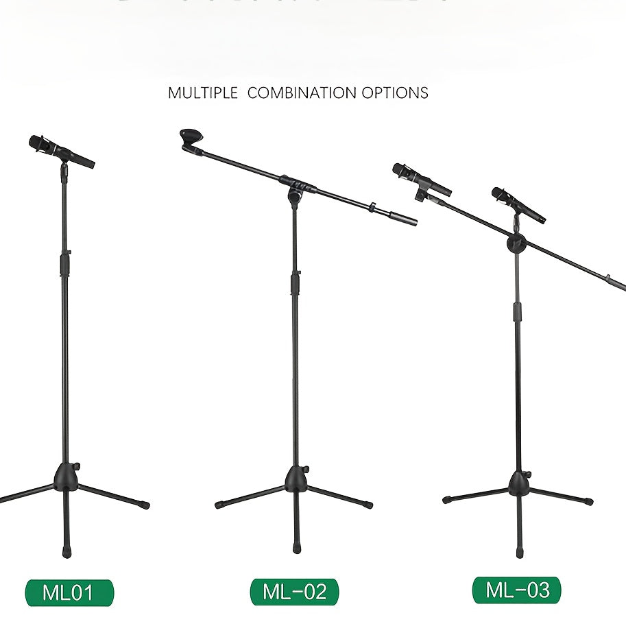 Soporte de piso portátil ajustable para micrófono de trípode - Material ABS duradero, conector XLR, ideal para batería, guitarra, violín - Negro, equipo de escenario | Configuración de escenario moderna | Soporte de altura ajustable