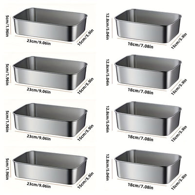 8 piezas de recipientes de almacenamiento de acero inoxidable grandes y medianos con tapa, contenedores cuadrados para alimentos, organizador de refrigerador, cajas de almacenamiento para exteriores, utensilios de cocina