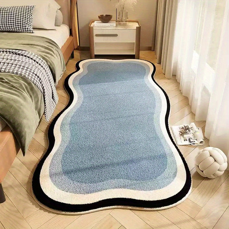 Alfombra de felpa imitación cachemira de 10 mm de grosor - Diseño irregular en tira larga, suave y esponjosa para dormitorio, pasillo y vestidor, múltiples colores, solo lavado a mano, decoración moderna para el hogar, tapetes para habitación