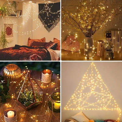 10 piezas de luces de hadas que funcionan con pilas, 20 luces LED de cadena mini, luces de estrellas de luciérnagas, adecuadas para el día de San Valentín, bodas, fiestas, luces intermitentes navideñas