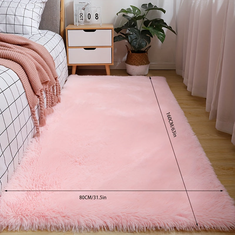 1 Unidad, Alfombra De Noche Larga De Felpa Ultrasuave, Alfombras De Dormitorio Peludas Y Esponjosas De Piel Sintética, Alfombrillas Simples Unicolor, Alfombrillas De Balcón Para Sala De Estar, Alfombra De Sala De Estar Para El Hogar, Decoración Del Hogar