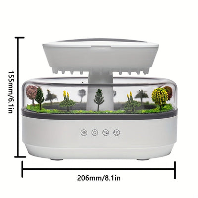 Difusor de aromas con efecto de lluvia, luces multicolor y sonido blanco, humidificador ultrasónico, sin agua, seguro al tacto, ideal para relajación y sueño, ayuda para dormir, diseño moderno