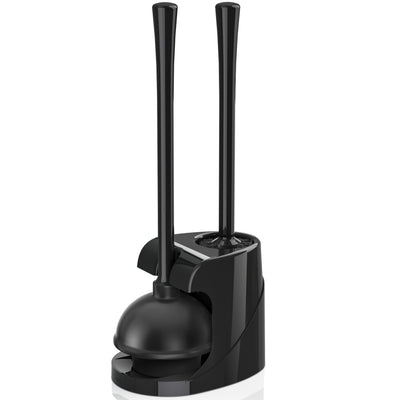 1 Juego De 1 Pieza, Desatascador Y Cepillo Para Inodoro, Conjunto De Cepillo Para Taza Y Desatascador Para Inodoro De Alta Resistencia Con Soporte Ventilado, Combo De Limpieza, Baño 2 En 1 Con Soporte Moderno, (De Color Negro)