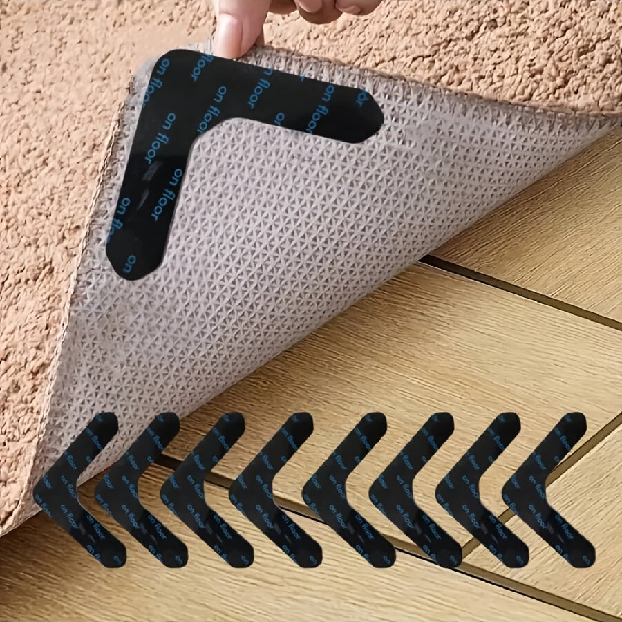 4/8/16/20piezas Cinta de sujeción de alfombra antideslizante - Lavable, Reutilizable, Adhesivo de doble cara para pisos de madera dura y baldosas