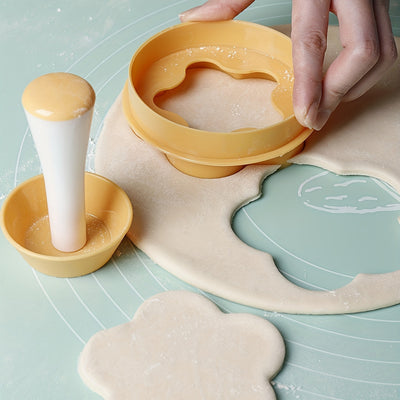 Juego de Cortadores y Prensa en Forma de Flor - Ideal para Tartlets, Galletas y Repostería - Utensilios y Accesorios de Cocina