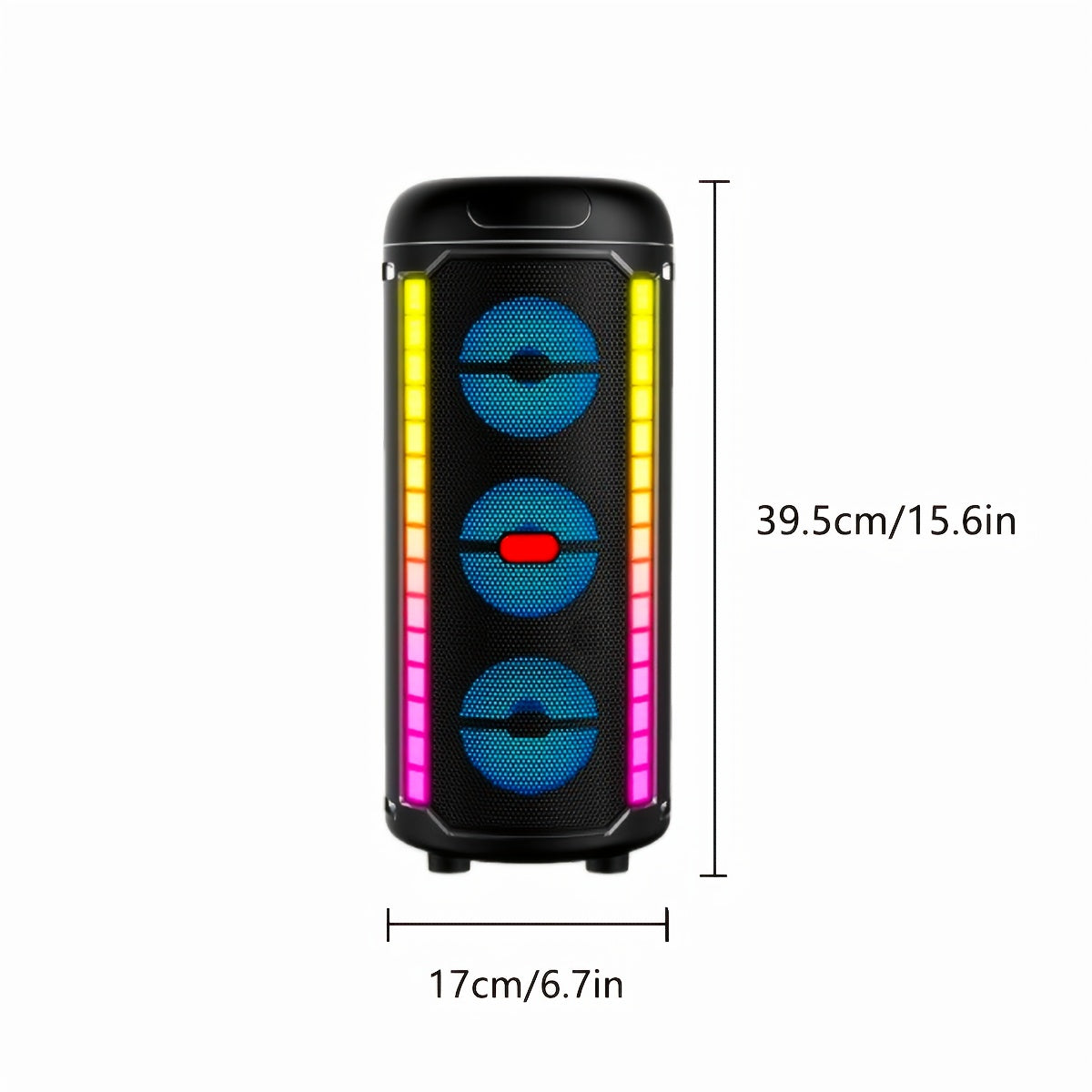 Altavoz inalámbrico portátil al aire libre GIOCHEM con efectos de iluminación coloridos, carga Type-C, controles de tarjeta USB/FM/AUX/MIC y botones, batería recargable de 2400 mAh para baile al aire libre, camping, iluminación de escenario, fiesta de di