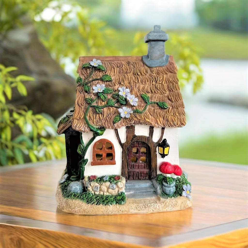 Lámpara solar de resina para jardín, encantadora decoración exterior con glicinas y farol, ideal para patios, balcones, escritorios y regalos, iluminación decorativa para jardín | Luz decorativa exterior | Lámpara solar, decoración para jardín