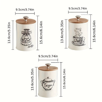 Conjunto de 3 latas para almacenar azúcar, té y café