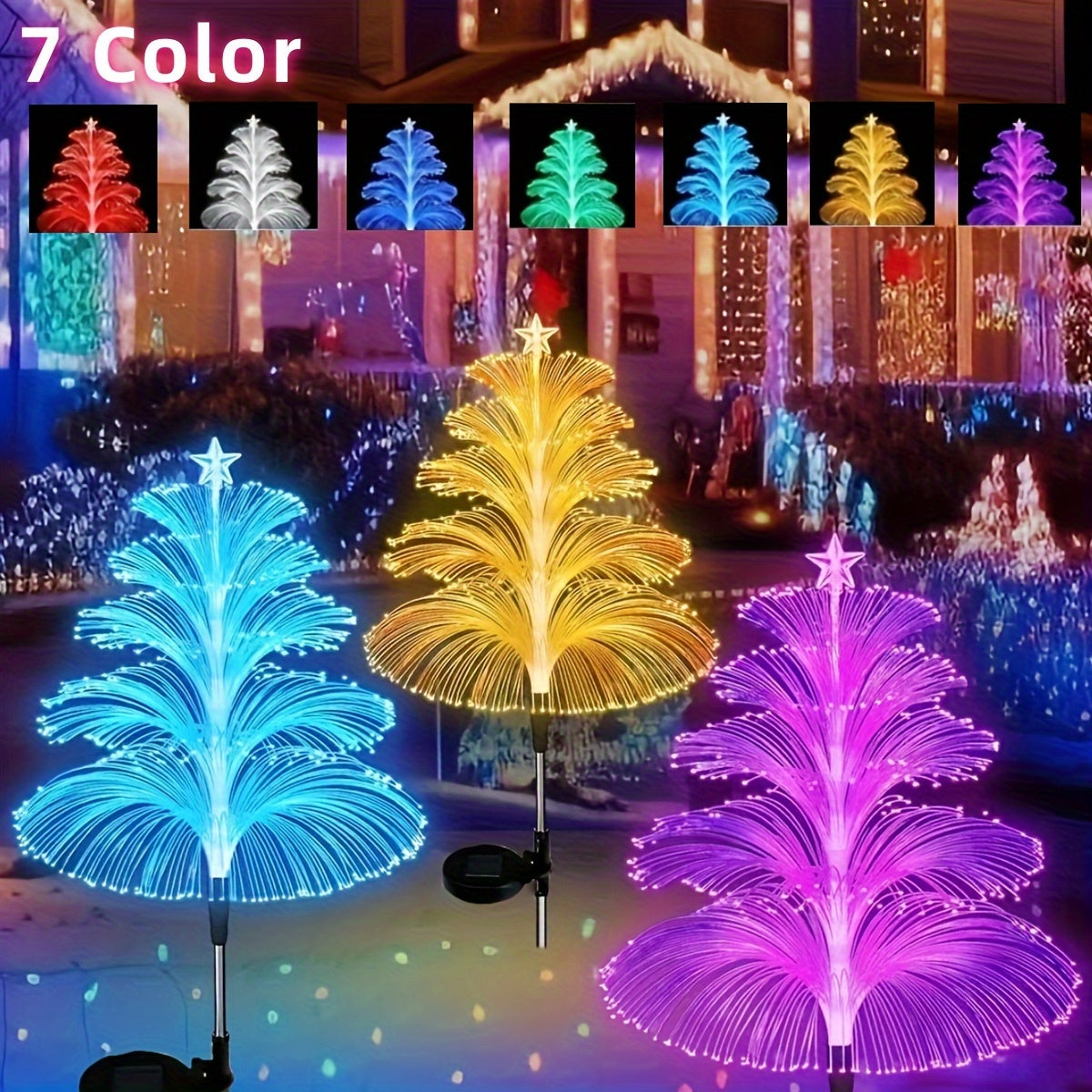 1 lámpara solar de medusas, luces LED de 7 colores cambiantes, a prueba de polvo, lámpara decorativa con energía solar para jardín y caminería, regalo decorativo para Navidad, Año Nuevo y celebraciones