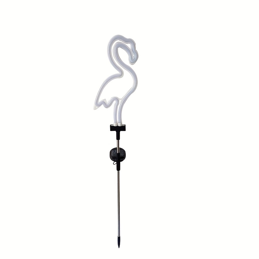 Luz solar para decoración de jardín de neón de flamingo, lámpara decorativa impermeable para exteriores, adecuada para decoración de patios, embellecimiento de césped y decoración de vacaciones, IP44