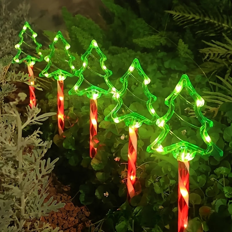 Luz de árbol de Navidad de césped solar 5 en 1
