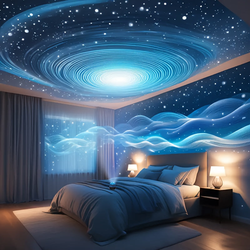 1pc Luz Nocturna de Proyección con Patrón de Onda Eléctrica con Enchufe USB, Luz Nocturna para Ambiente de Dormitorio, Adecuada para Decoración de Habitaciones y Techo, Multicolor RGB Ajustable, Efecto Luminoso Deslumbrante Fluyente, Material de Alta Cal