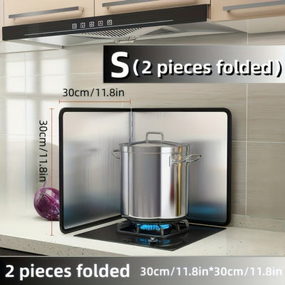 Protección contra salpicaduras de cocina, elección nueva! Conjunto de acero inoxidable 2 paneles plegables, resistente al calor y antiadherente, universal para hogar/autocaravana/camping, diseño dual 1 pieza, portátil y fácil de almacenar! zhedangban-5
