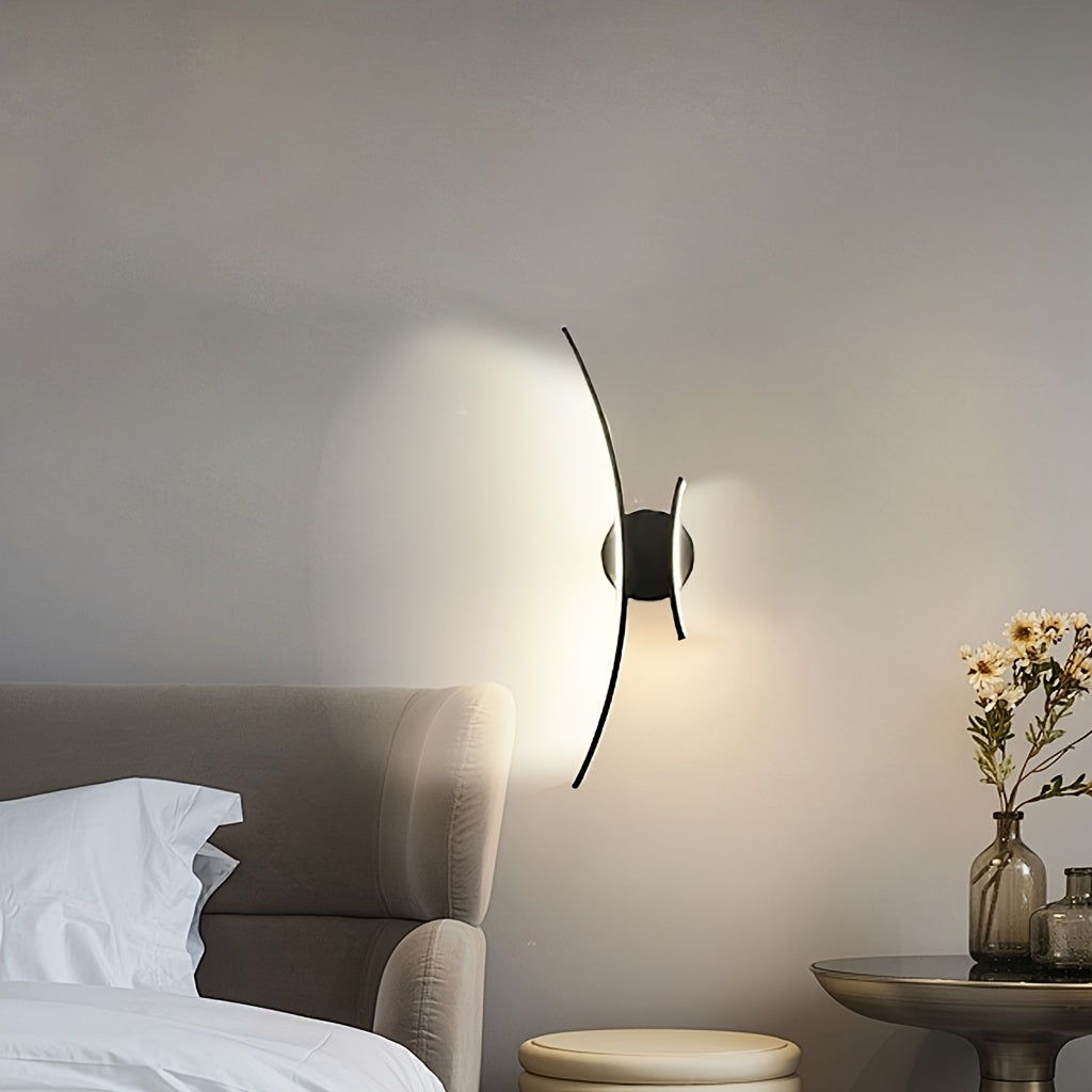 1 pieza de luz de pared LED moderna y minimalista con brillo ajustable: adecuada para pared de fondo de sala de estar, comedor, oficina y dormitorio - 3 opciones de temperatura de color - Diseño semi-revestido compatible con voltaje de 85-265V - Incluye