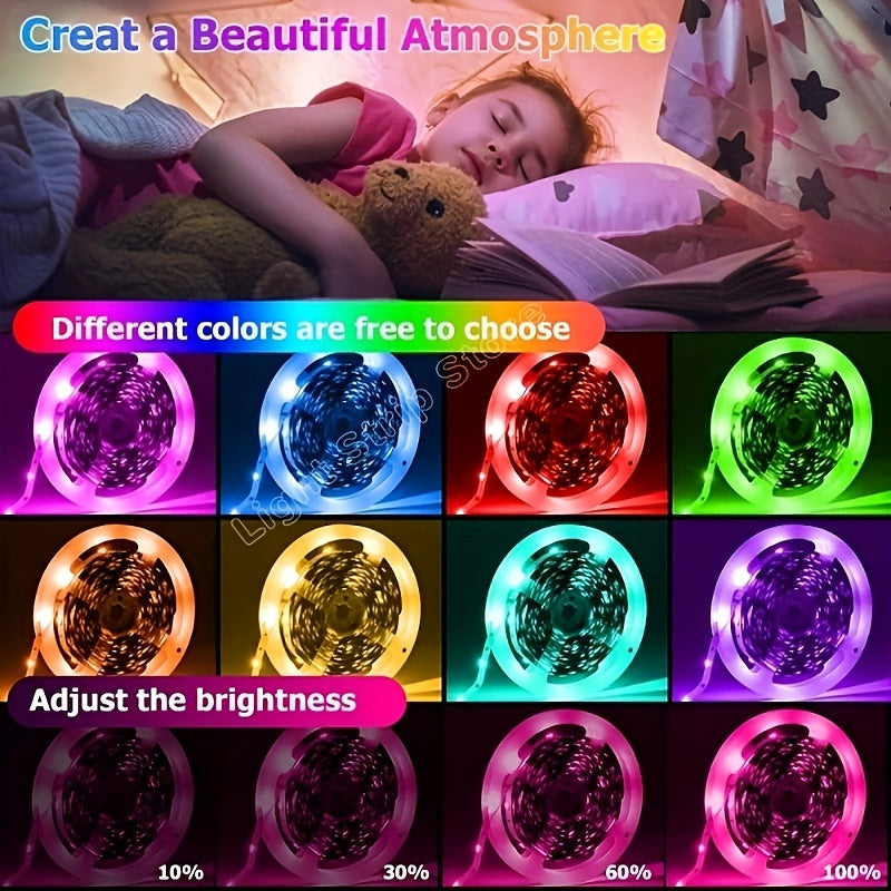 1pc Tira de Luz LED - USB RGB 5050 Tira de Color, Brillo Ajustable, Rojo, Material de Cobre, con Atenuador, Instalación de Escritorio, para Hogar, Dormitorio, Fiesta de Temporada, Decoraciones Festivas, No Requiere Batería, Alimentación por Cable, Perfec