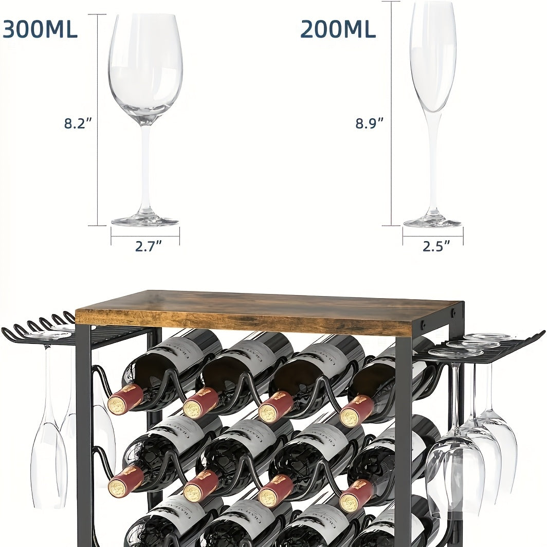 Estilo europeo de hierro forjado para vino tinto en el hogar, decoración de encimera de barra, montaje desmontable, estante de almacenamiento de vidrio y vino rojo (regalo de Navidad)