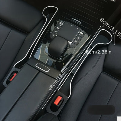 Pack de 2 Organizadores para Espacios del Asiento del Coche - Caja de Almacenamiento Multifuncional con Portavasos, Ranuras para Teléfono y Bolígrafos, Diseño Ergonómico en Plástico Duradero para el Frente