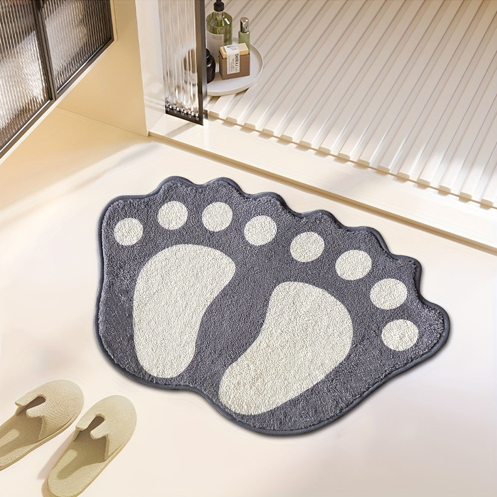 Relajación en casa, alfombrilla de baño en forma de bota antiderrapante - Lavar en máquina, suave mezcla de poliéster y PVC, color gris y crema, perfecta para decoración de baño