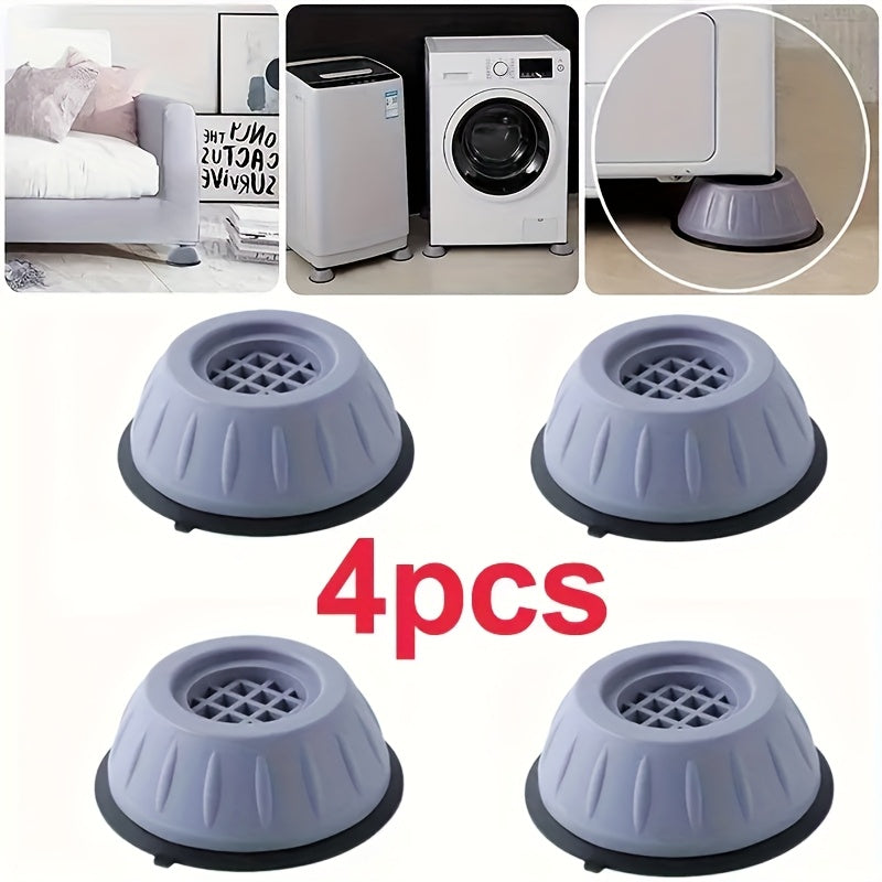 4 piezas de almohadillas antivibración para lavadora - Base negra de seguridad, antideslizantes, absorben impactos, reducen ruido, diseño minimalista, sin pilas, color gris duradero