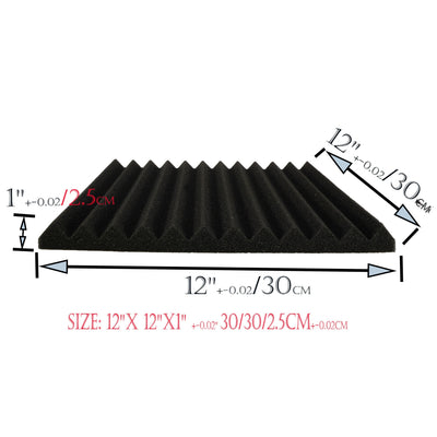 50 piezas de Paneles Cuña de Espuma Acústica VIBuilt - 30cm x 30cm x 2.5cm, Negros y Rojos para Estudio, Paneles Insonorizantes para Grabación, Instrumentos y Reducción de Ruido, Instalación Fácil, Diseño Modular