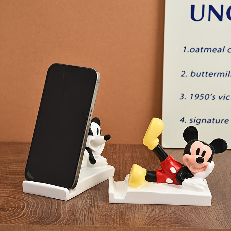 Soporte para teléfono móvil de Disney Mickey, adornos de escritorio y decoración de oficina, artesanías de resina para el interior del coche, regalos ideales para amigos