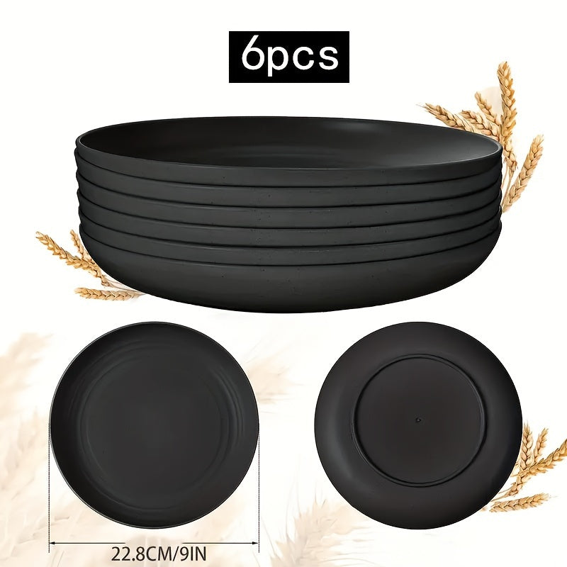 6 piezas de platos redondos de PP, patrón rayado, tema de vacaciones, seguro para lavavajillas, para hogar, picnic, camping, fiesta, RV, cocina y dormitorio
