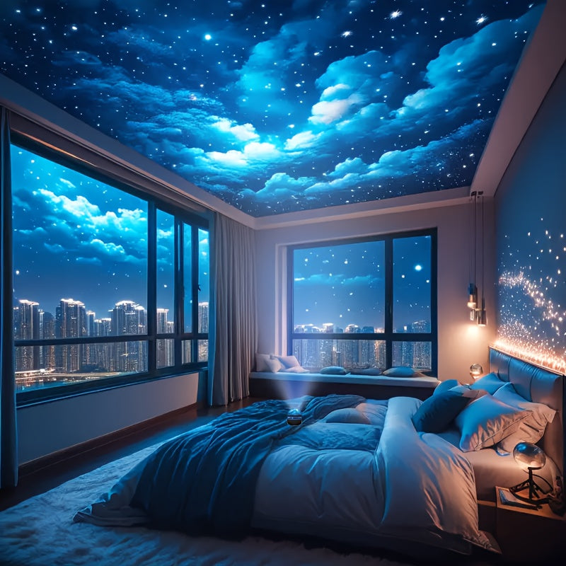 1pc Luz Nocturna de Proyección con Patrón de Onda Eléctrica con Enchufe USB, Luz Nocturna para Ambiente de Dormitorio, Adecuada para Decoración de Habitaciones y Techo, Multicolor RGB Ajustable, Efecto Luminoso Deslumbrante Fluyente, Material de Alta Cal