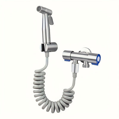 Kit de ducha manual a presión de acero inoxidable con manguera y soporte de pared, boquilla autolimpiante para baño/ducha/limpieza de mascotas, diseño resistente a fugas, acabado clásico en cromo, sin accesorios incluidos, cabezal de ducha para baño, con