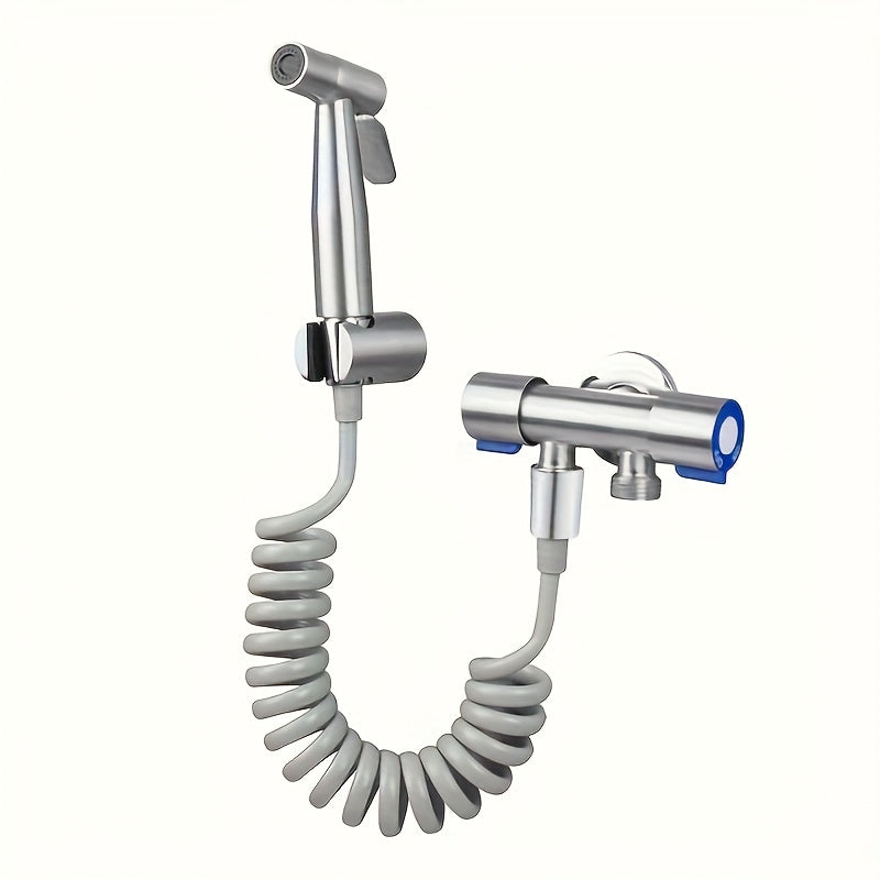 Kit de ducha manual a presión de acero inoxidable con manguera y soporte de pared, boquilla autolimpiante para baño/ducha/limpieza de mascotas, diseño resistente a fugas, acabado clásico en cromo, sin accesorios incluidos, cabezal de ducha para baño, con