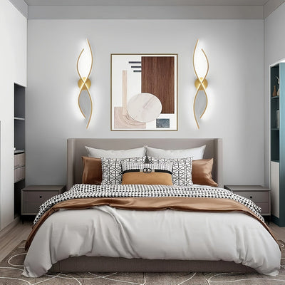 Lámpara de pared LED dorada moderna, 1 unidad, ideal para iluminación interior en salas, habitaciones, pasillos, tocadores de baño, diseño metálico contemporáneo, lámpara de escritorio para dormitorio, iluminación para sala | Lámpara de pared elegante, l
