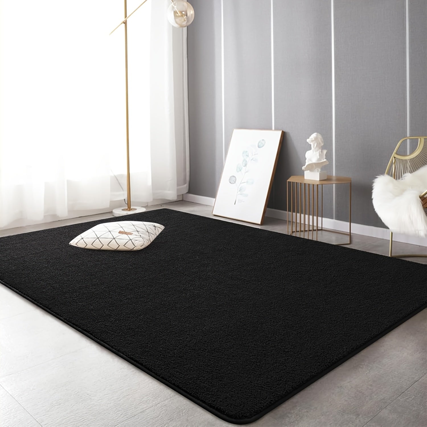 1 alfombra grande de felpa coral suave - Ultra suave, absorbente, lavable a máquina, rectangular de color sólido para sala, dormitorio, oficina - Decoración ligera y elegante para el hogar, tapetes para sala