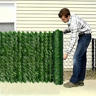 12 paneles premium de hiedra artificial para exteriores, 600 cm x 50 cm o 300 cm x 100 cm, pantalla de privacidad resistente a los rayos UV, decoración de pared verde de plástico duradero para uso en interiores/exteriores, fácil de colgar en patio, jardí