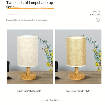 1 Lámpara De Mesita De Noche, Cubierta De Tela, Luz De Noche Pequeña, Decoración Nórdica Moderna Para Dormitorio, Luz De Noche, Luz De Escritorio De Madera Maciza, Alimentada Por USB