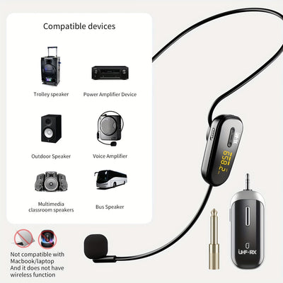 JYX U-200 sistema de micrófono inalámbrico para auriculares adecuado para uso único, carga USB apto para enseñanza de fitness, altavoz maestro y amplificador de sonido