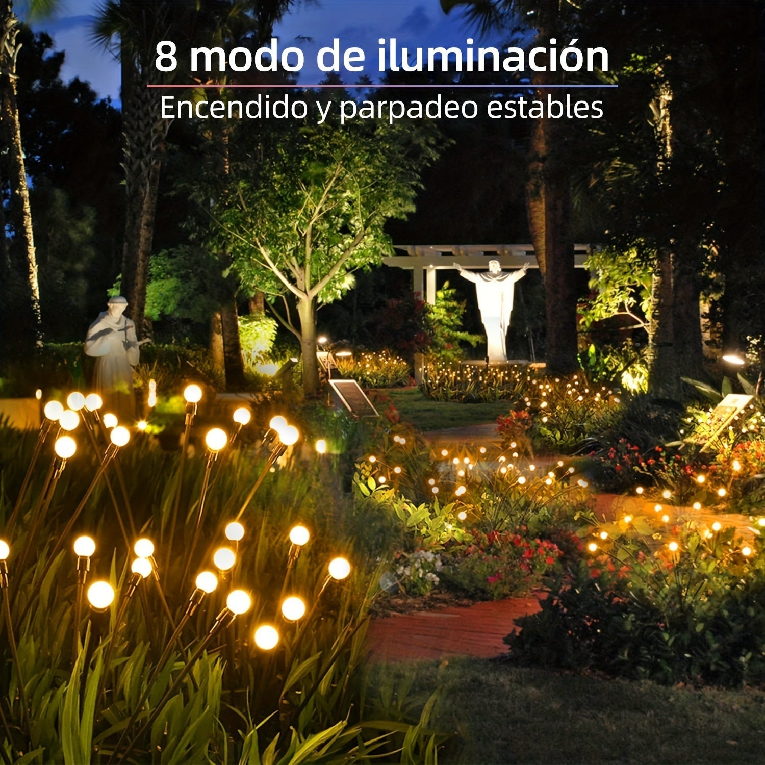 4 paquetes de luces solares para jardín con 32 LED, luces de suelo tipo luciérnaga, IPX4, decorativas exteriores, luces LED en forma de bolas para jardín, iluminación para fiestas navideñas y celebraciones del Día de la Independencia, decora tu jardín