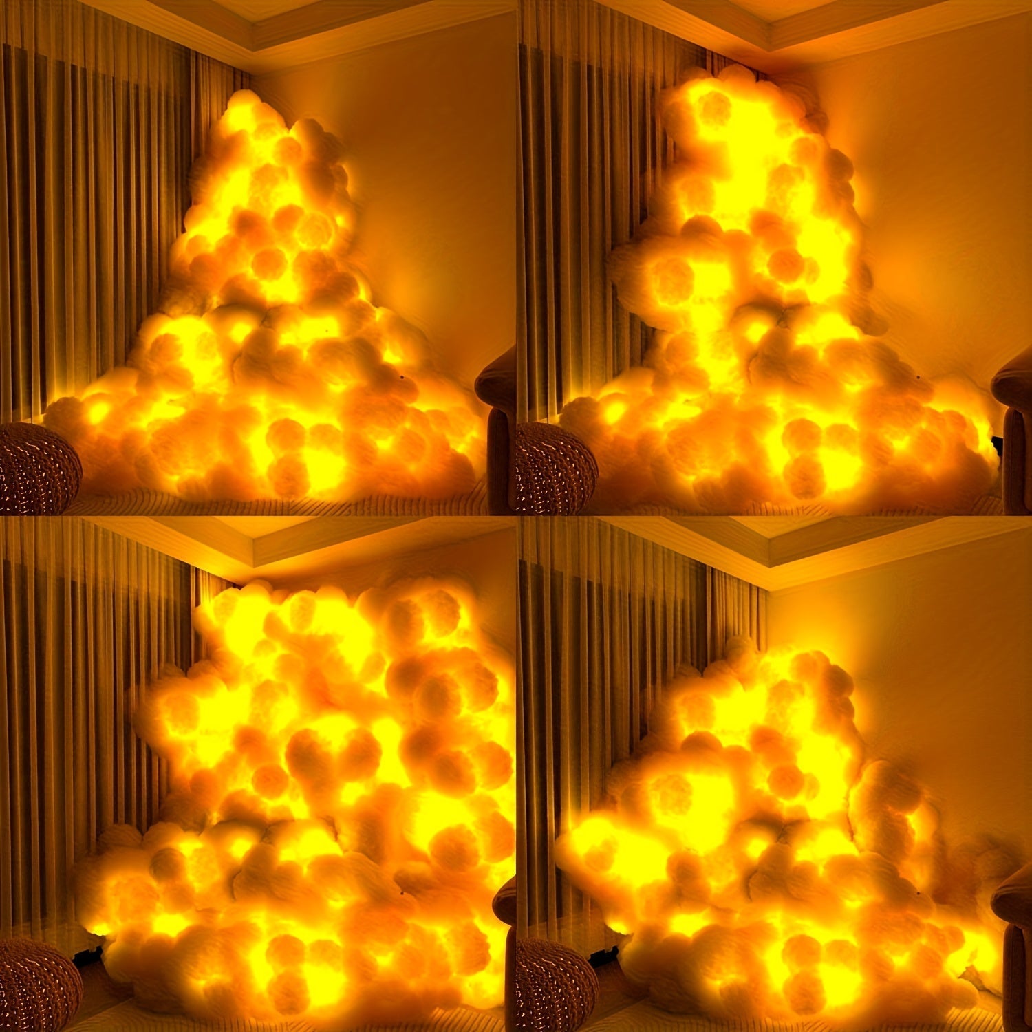 Luz de nube grande alimentada por USB con sincronización de música - Tira de luces LED de cambio de color multicolor para sala de juegos, iluminación de escenario y decoración de vacaciones, perfecta para regalos de Navidad, oficina y uso en el hogar, lu