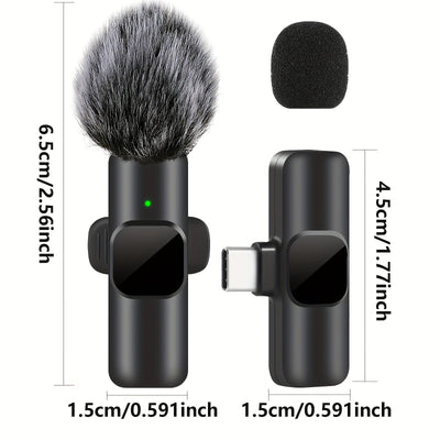 Microfono Lavalier sin varillas con 10 Receptores de Audio, USB-C y Funcionalidad Inalámbrica, Doble Micrófonos, Incluye Pantalla Antiviento, Cancelación de Ruido, Ideal para Streaming, Podcasting y Grabación de Video