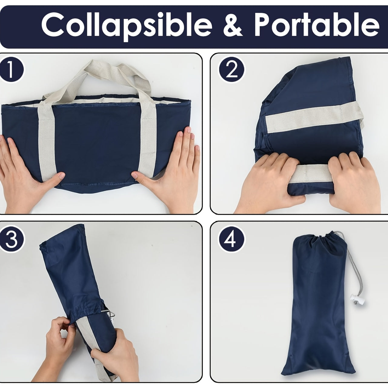 Cubo de baño de pies plegable en azul oscuro - Cubeta de tela de Oxford portátil para alivio calmante, ideal para viajes, camping, pesca y relajación en casa, cubeta de spa para pies al aire libre|Cubeta de relajación|Tela de Oxford duradera