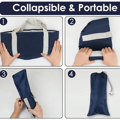 Cubo de baño de pies plegable en azul oscuro - Cubeta de tela de Oxford portátil para alivio calmante, ideal para viajes, camping, pesca y relajación en casa, cubeta de spa para pies al aire libre|Cubeta de relajación|Tela de Oxford duradera