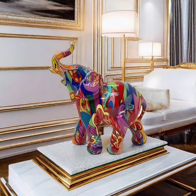 1pc Estatua de resina de elefante colorida, decoración versátil para el hogar para la sala de estar, el soporte de TV, el estudio, la oficina - Ideal para Navidad, Acción de Gracias, Año Nuevo, Día de San Valentín, celebraciones univer