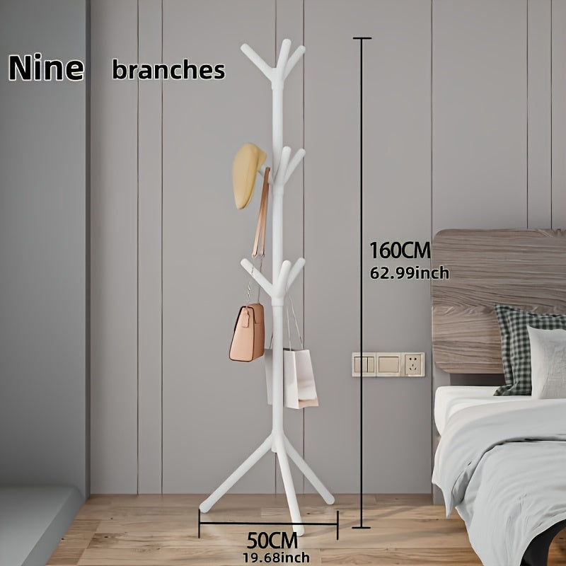 Estante de ropa minimalista de uso múltiple, soporte de abrigo de pie, adecuado para colgar ropa, sombreros para 3 personas, bolsos, uso de abrigo, estante de ropa, estante de abrigo.