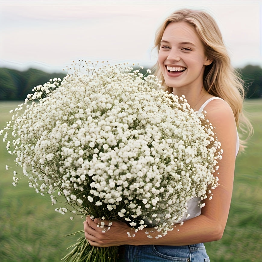 1200 flores, 40 ramilletes de flores artificiales de Baby's Breath - Simulación de tacto real, decoración de bodas con flores artificiales para exteriores, adecuadas para bodas, compromisos, decoración del hogar y la oficina, arreglos de centros de mesa