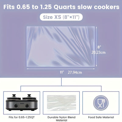 30/20/10pcs Forros para Olla de Cocción Lenta 20.32cm x 27.94cm Bolsas Desechables Mini Tamaño Apto para Ollas de 0.65 qt a 1.25 qt Diseño con Sello Fresco Libre de BPA