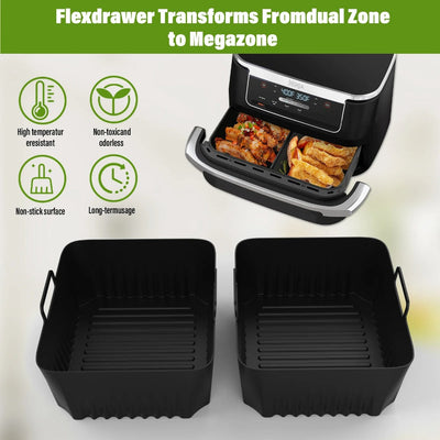 3 bandas para freír, adecuadas para Ninja AF500, bandeja de cestilla reutilizable para horno, bandeja de horno de silicona antiadherente