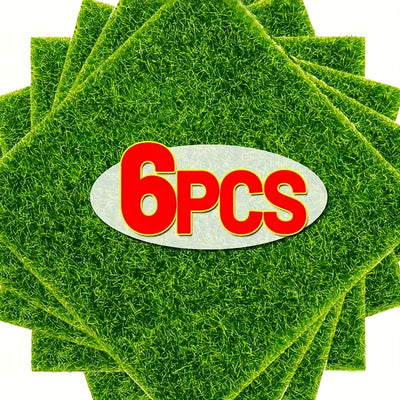 6 piezas de césped artificial verde de plástico, alfombra de césped DIY, no requiere electricidad, hecho de plástico, adecuado para decoración de suelo al aire libre en el jardín.