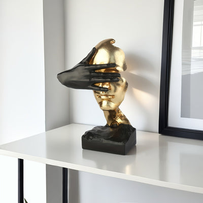 Elegante escultura abstracta negra y dorada - Arte de pared moderno para sala de estar, oficina o decoración de bar | Regalo ideal para el Día de San Valentín, el Día del Padre, el Día de la Madre